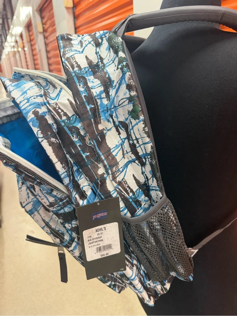 NWT JanSport Big Student Men's Blue & White Patterned Backpack